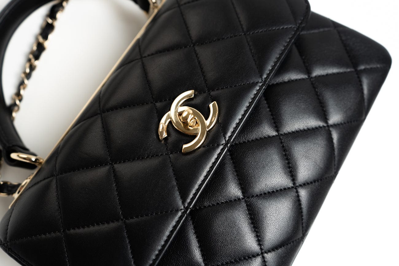 CHANEL Handbag Trendy CC Small Black Lambskin Quilted LGHW - Redeluxe