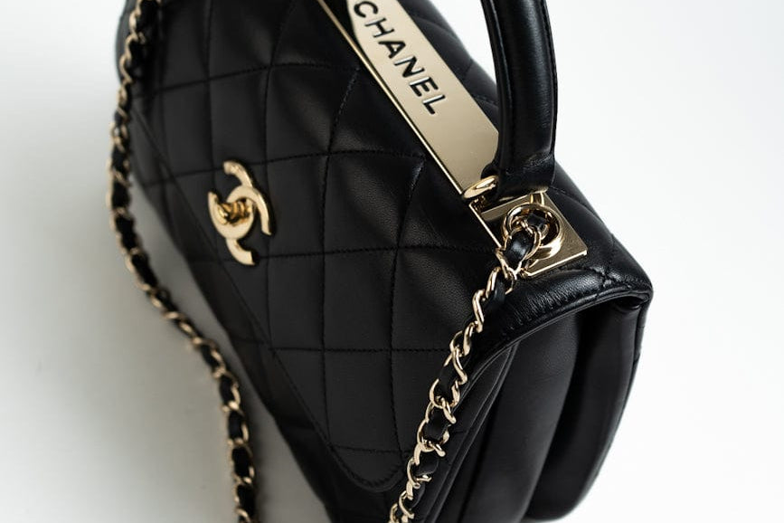 CHANEL Handbag Trendy CC Small Black Lambskin Quilted LGHW - Redeluxe