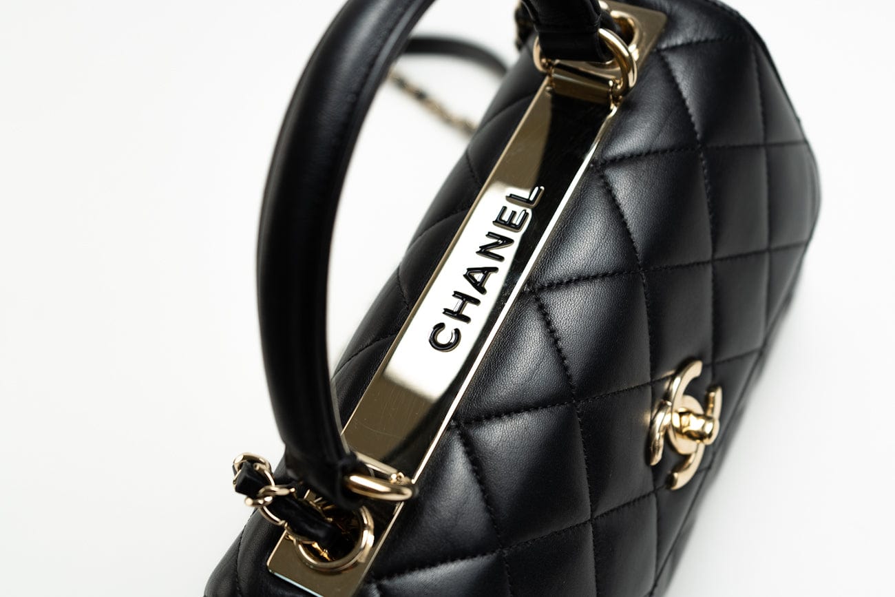 CHANEL Handbag Trendy CC Small Black Lambskin Quilted LGHW - Redeluxe