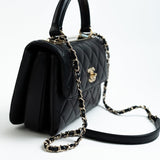 CHANEL Handbag Trendy CC Small Black Lambskin Quilted LGHW - Redeluxe
