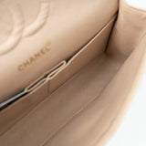 CHANEL Handbag Vintage Beige Lambskin Chevron Classic Flap Medium GHW - Redeluxe