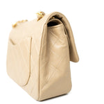 CHANEL Handbag Vintage Beige Lambskin Quilted Classic Flap Small Gold Hardware - Redeluxe