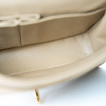 CHANEL Handbag Vintage Beige Lambskin Quilted Classic Flap Small Gold Hardware - Redeluxe
