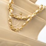CHANEL Handbag Vintage Beige Lambskin Quilted Classic Flap Small Gold Hardware - Redeluxe