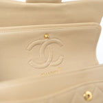 CHANEL Handbag Vintage Beige Lambskin Quilted Classic Flap Small Gold Hardware - Redeluxe