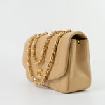 CHANEL Handbag Vintage Beige Lambskin Quilted Diana Single Flap Small with Gold Hardware - Redeluxe