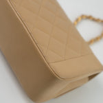 CHANEL Handbag Vintage Beige Lambskin Quilted Diana Single Flap Small with Gold Hardware - Redeluxe