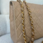 CHANEL Handbag Vintage Beige Lambskin Quilted Jumbo XL Single Flap GHW - Redeluxe