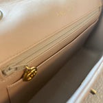CHANEL Handbag Vintage Beige Lambskin Quilted Medium Diana Flap Gold Hardware - Redeluxe