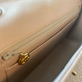 CHANEL Handbag Vintage Beige Lambskin Quilted Medium Diana Flap Gold Hardware - Redeluxe