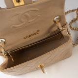 CHANEL Handbag Vintage Beige Mini Square Lambskin Quilted GHW - Redeluxe