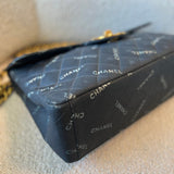 CHANEL Handbag Vintage Black Canvas Quilted  Single Flap Jumbo XL Gold Hardware - Redeluxe