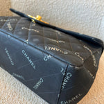 CHANEL Handbag Vintage Black Canvas Quilted  Single Flap Jumbo XL Gold Hardware - Redeluxe