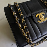 CHANEL Handbag Vintage Black Caviar Jumbo GHW - Redeluxe