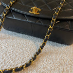 CHANEL Handbag Vintage Black Lambskin Quilted Medium Diana Flap GHW - Redeluxe