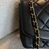 CHANEL Handbag Vintage Black Lambskin Quilted Medium Diana Flap GHW - Redeluxe