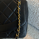CHANEL Handbag Vintage Black Lambskin Quilted Medium Diana Flap GHW - Redeluxe