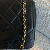 CHANEL Handbag Vintage Black Lambskin Quilted Medium Diana Flap GHW - Redeluxe