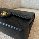 CHANEL Handbag Vintage Black Lambskin Quilted Small Classic Flap GHW - Redeluxe