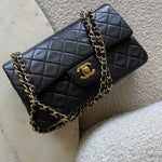 CHANEL Handbag Vintage Black Lambskin Quilted Small Classic Flap GHW - Redeluxe