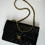 CHANEL Handbag Vintage Black Medium Lambskin Quilted Classic Flap GHW - Redeluxe