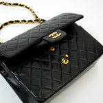 CHANEL Handbag Vintage Black Medium Lambskin Quilted Classic Flap GHW - Redeluxe