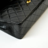 CHANEL Handbag Vintage Black Medium Lambskin Quilted Classic Flap GHW - Redeluxe