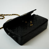 CHANEL Handbag Vintage Black Medium Lambskin Quilted Classic Flap GHW - Redeluxe