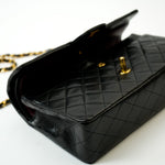 CHANEL Handbag Vintage Black Medium Lambskin Quilted Classic Flap GHW - Redeluxe