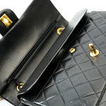 CHANEL Handbag Vintage Black Medium Lambskin Quilted Classic Flap GHW - Redeluxe