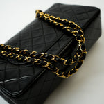 CHANEL Handbag Vintage Black Medium Lambskin Quilted Classic Flap GHW - Redeluxe