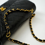 CHANEL Handbag Vintage Black Medium Lambskin Quilted Classic Flap GHW - Redeluxe