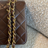 CHANEL Handbag Vintage Brown Lambskin Quilted Classic Flap Small GHW - Redeluxe