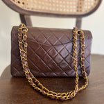 CHANEL Handbag Vintage Brown Lambskin Quilted Classic Flap Small Gold Hardware - Redeluxe
