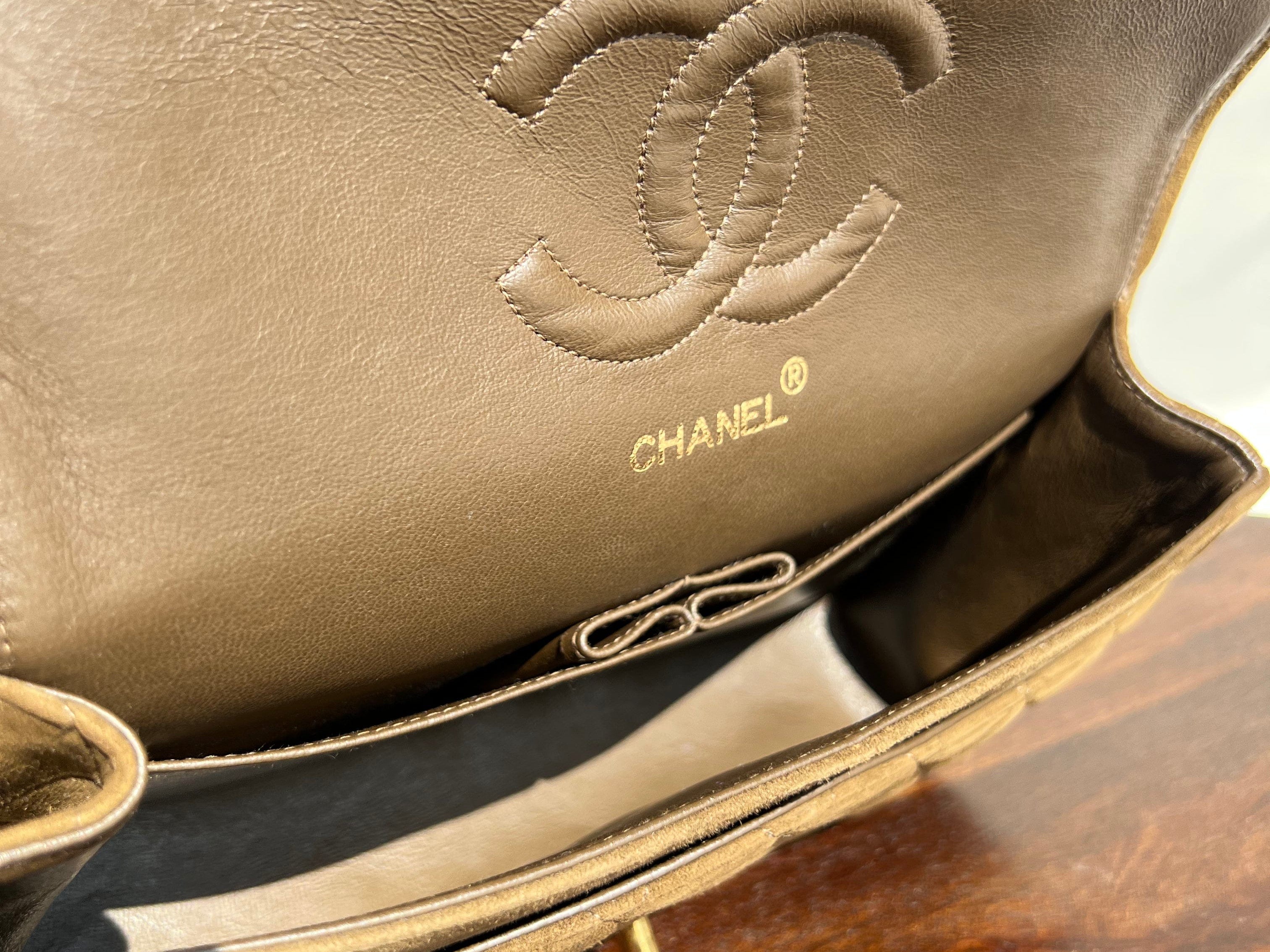 CHANEL Handbag Vintage Brown Suede Quilted Classic Double Flap GHW - Redeluxe