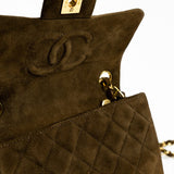CHANEL Handbag Brown Vintage Brown Suede Quilted Mini Square Flap GHW - Redeluxe