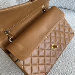 CHANEL Handbag Vintage Caramel Lambskin  Quilted Classic Flap Medium GHW - Redeluxe