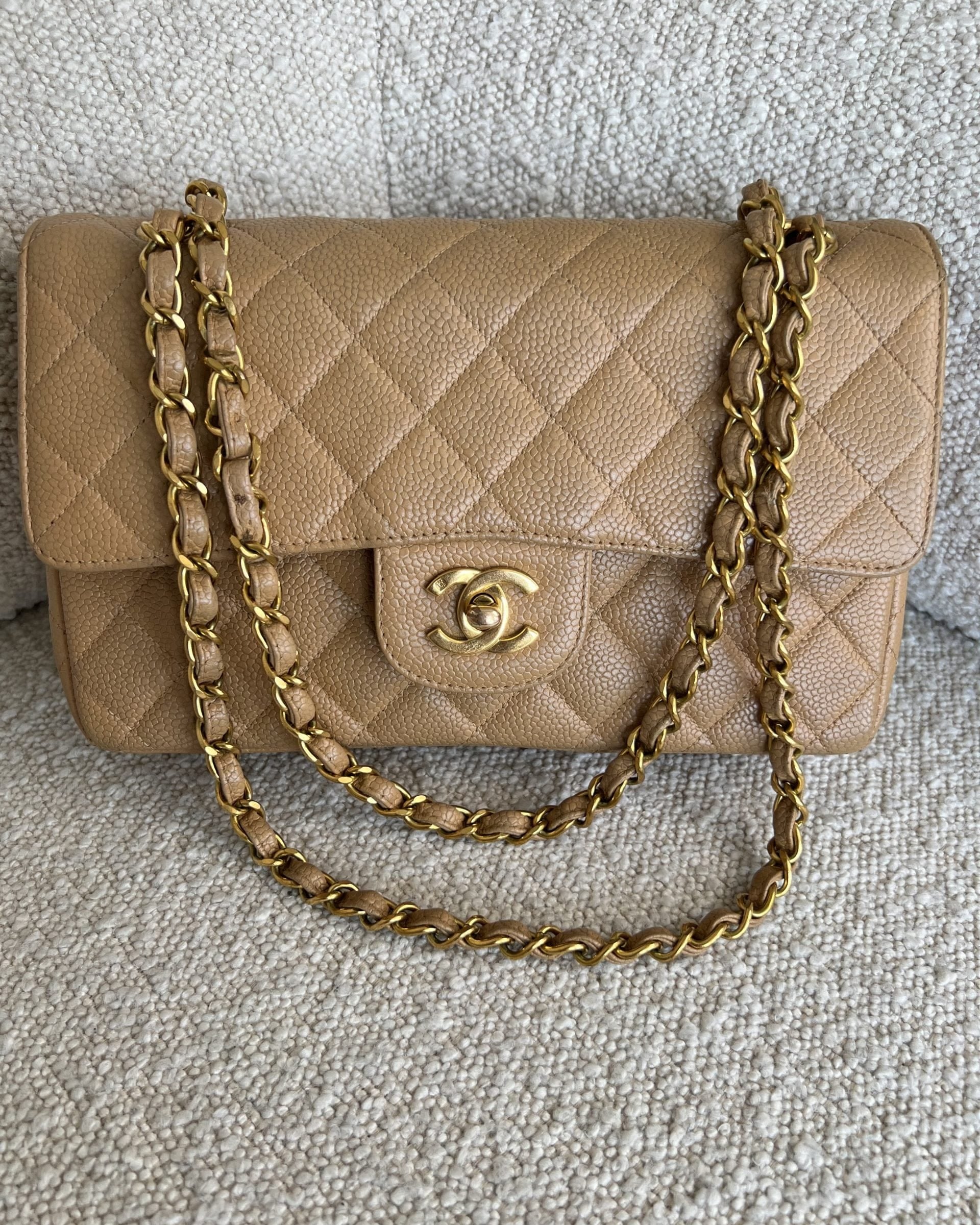 Dark Beige Caramel Chanel Flap Chanel 19 Flap Bag Small Rare