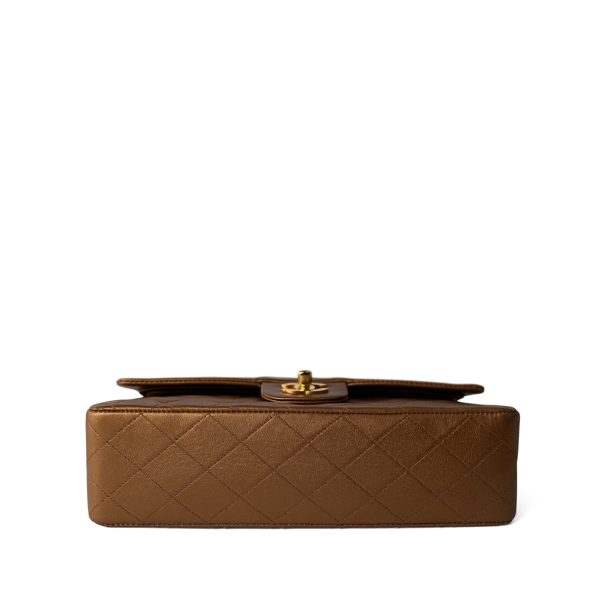 CHANEL Handbag Gold / Classic flap Vintage Gold Lambskin Quilted Classic Flap Medium Gold Hardware - Redeluxe