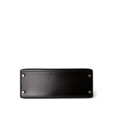 CHANEL Handbag Black Vintage Kelly Sellier 32 Black Box Calfskin Gold Plated F Square Stamp - Redeluxe