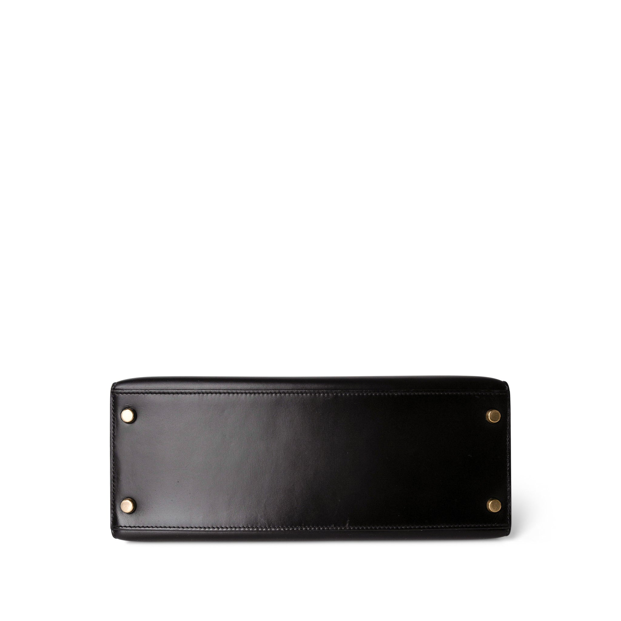 CHANEL Handbag Black Vintage Kelly Sellier 32 Black Box Calfskin Gold Plated F Square Stamp - Redeluxe