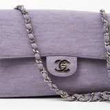 CHANEL Handbag Vintage Lavender/ Lilac Cotton Quilted Single Flap Medium SHW - Redeluxe