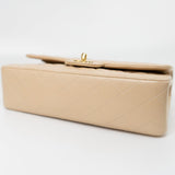 CHANEL Handbag Vintage Light Beige Lambskin Quilted Classic Flap Medium GHW - Redeluxe
