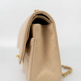 CHANEL Handbag Vintage Light Beige Lambskin Quilted Classic Flap Medium GHW - Redeluxe