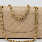 CHANEL Handbag Vintage Light Beige Lambskin Quilted Classic Flap Medium GHW - Redeluxe