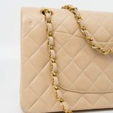 CHANEL Handbag Vintage Light Beige Lambskin Quilted Classic Flap Medium GHW - Redeluxe