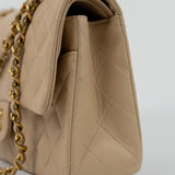 CHANEL Handbag Vintage Light Beige Lambskin Quilted Classic Flap Medium GHW - Redeluxe