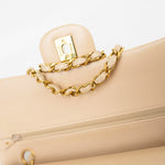 CHANEL Handbag Vintage Light Beige Lambskin Quilted Classic Flap Medium GHW - Redeluxe