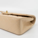 CHANEL Handbag Vintage Light Beige Lambskin Quilted Classic Flap Medium GHW - Redeluxe