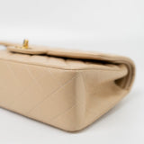 CHANEL Handbag Vintage Light Beige Lambskin Quilted Classic Flap Medium GHW - Redeluxe